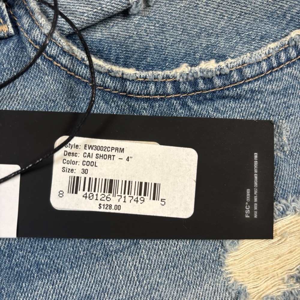 NEW Edwin Cai Shorts Womens Sz 30 Blue Anthropologie Jean Shorts 4" Cutoff Denim - Picture 7 of 9